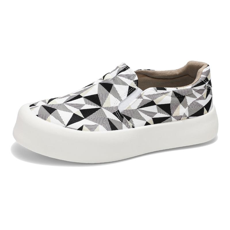 

Новые мужские туфли из ткани с шахматным узором на толстой подошве, дышащие, контрастного цвета, повседневные туфли из парусины, мокасины без застежек 39 бежевый