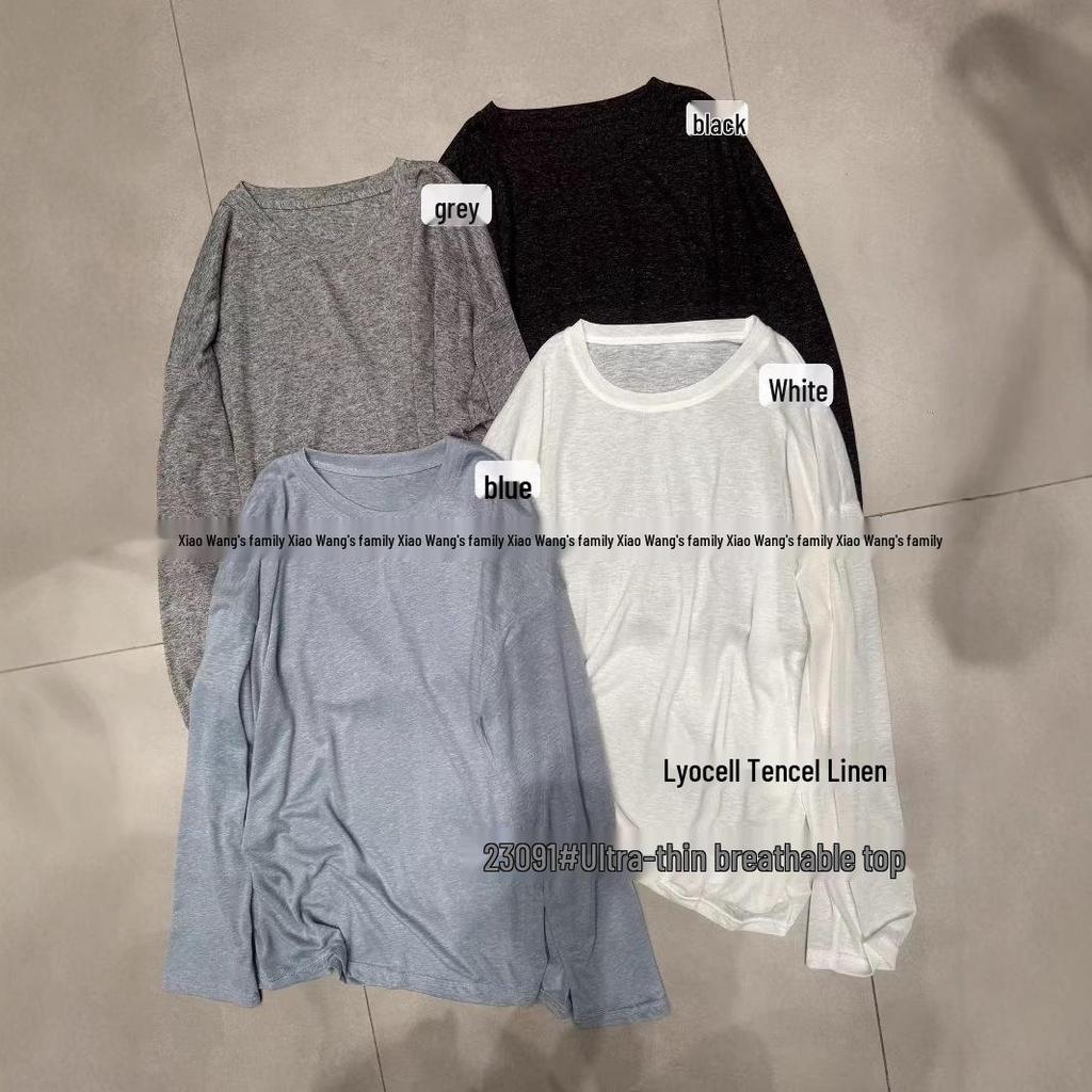 Xiao Wang's 2023 Summer Korean-style Loose Fit Plus Size Long Sleeve Sunscreen T-shirt