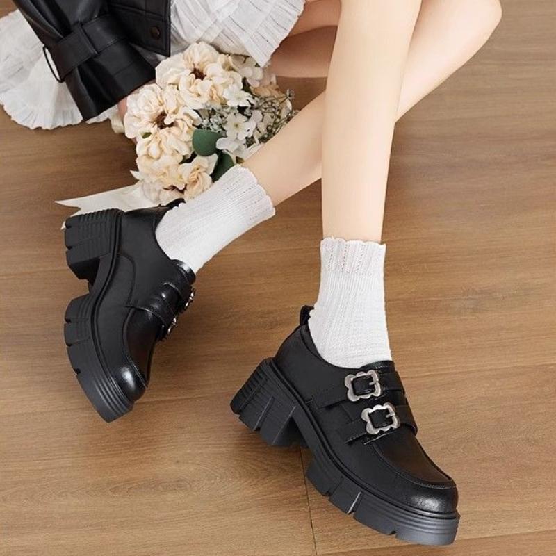 Fashion Women's Loafers Chunky Heels Shoes for Women Fashion Retro Mary Jane Shoes 2025 New Women High Heels Luxury Zapatillas De Mujer
