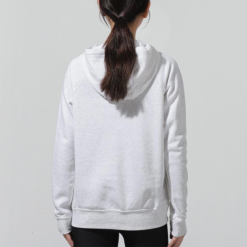 Nike Sportswear Essential Logo Print Knit Hoodie Pullover Women Tops Gray BV4127-051