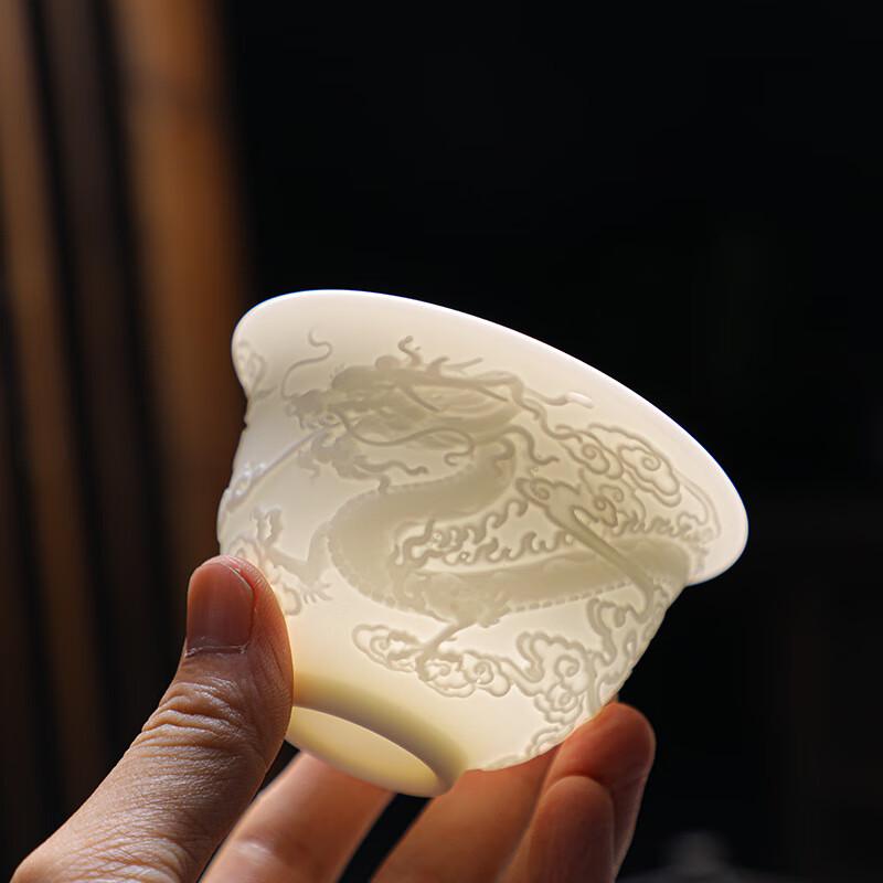 Junsheshi WA White Porcelain Covered Tea Bowl Set