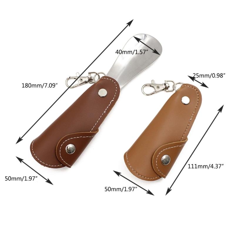 Japan and South Korea Metal Leather Shoehorn Portable Unisex Shoe Lifter Hanging Deduction Shoehorn for Keychain