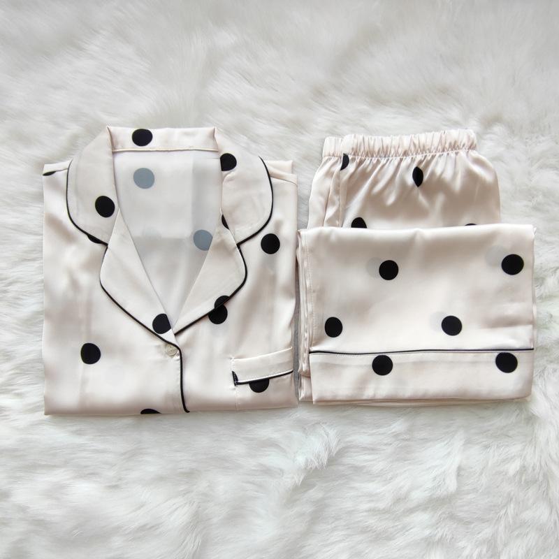 Premium French Polka Dot Long-Sleeved Pajamas Women'S Spring And Summer Lazy Style Loungewear Set