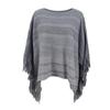 Women Autumn Winter Loose Knitwear Sweater O Neck Bat Sleeve Stripe Cardigan Cross Border Cloak