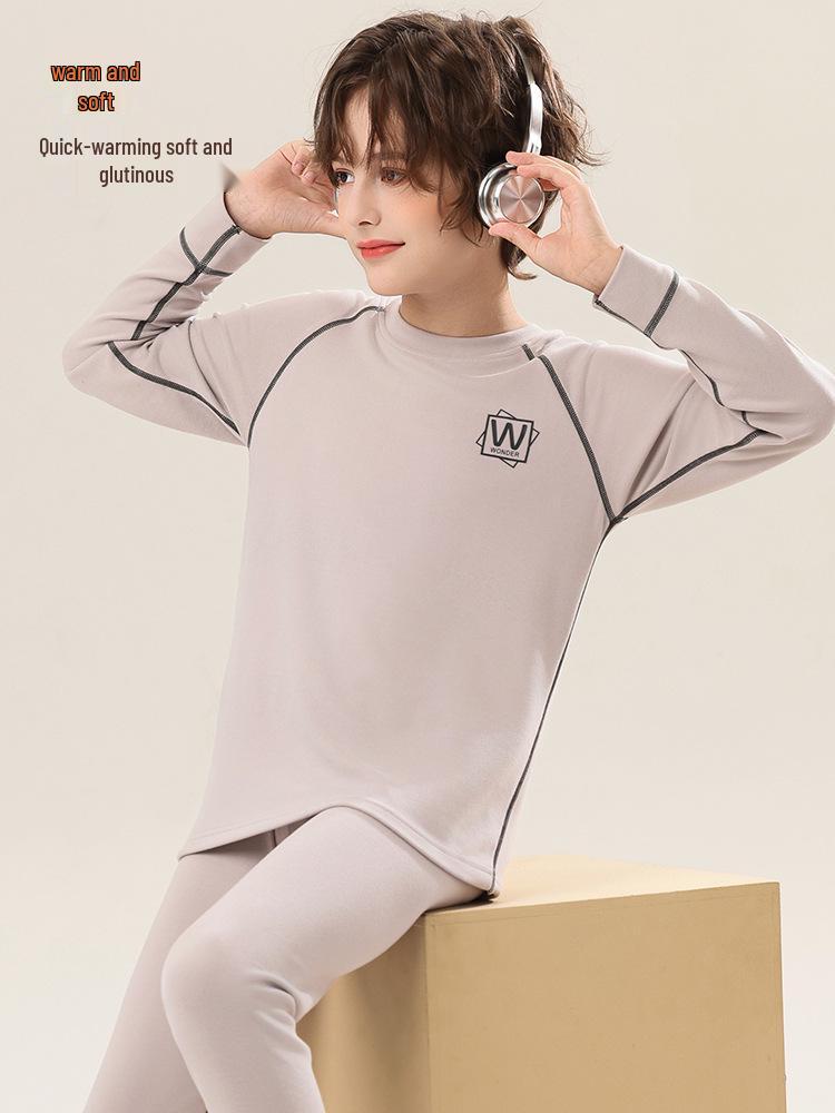 Boys' German Velvet Thermal Underwear Set with Fleece Lining for Teens & Big Kids - Autumn/Winter