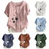 Summer Womens Casual Vintage Loose Fit Short Sleeve Pullover T Shirt