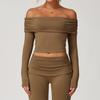 New Sexy Casual Long Sleeved Yoga Women'S One Shoulder Outer Wear Versatile Dance Sports Long Sleeved Women