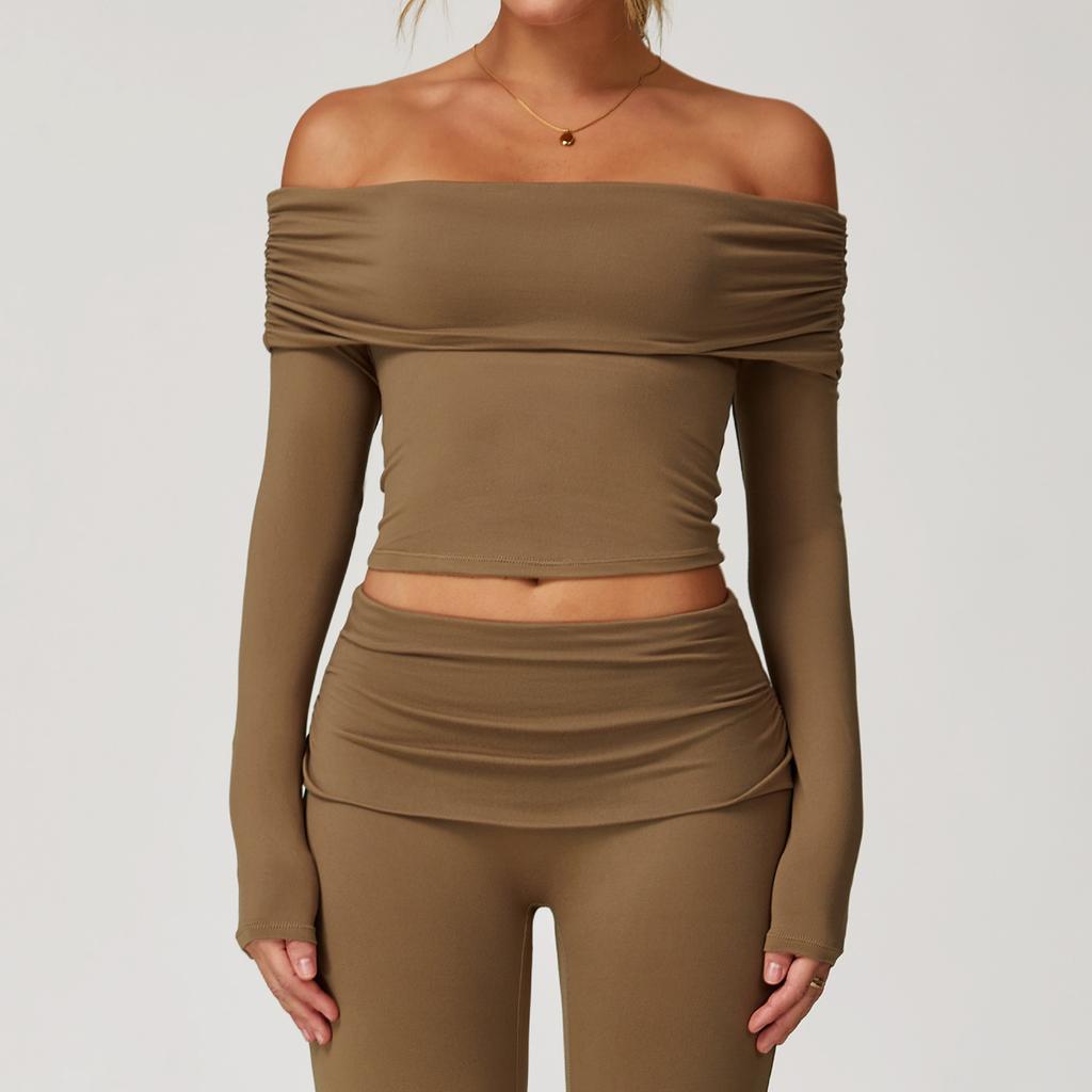 New Sexy Casual Long Sleeved Yoga Women'S One Shoulder Outer Wear Versatile Dance Sports Long Sleeved Women
