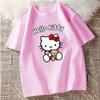 Cartoon Fashion Lovely Hello Kitty Print Women Ladies Girls T-Shirt Cartoon Harajuku O Neck Short Sleeve Unisex Summer Tops
