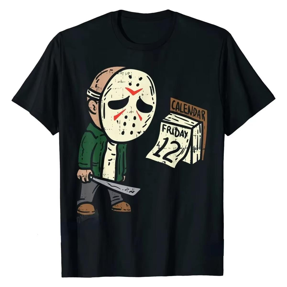 

Friday 12th Halloween Horror Movie Humor T-Shirt for Women Funny Casual Short Sleeve Tops Oversize Women Tshirt Birthday Gift 4XL