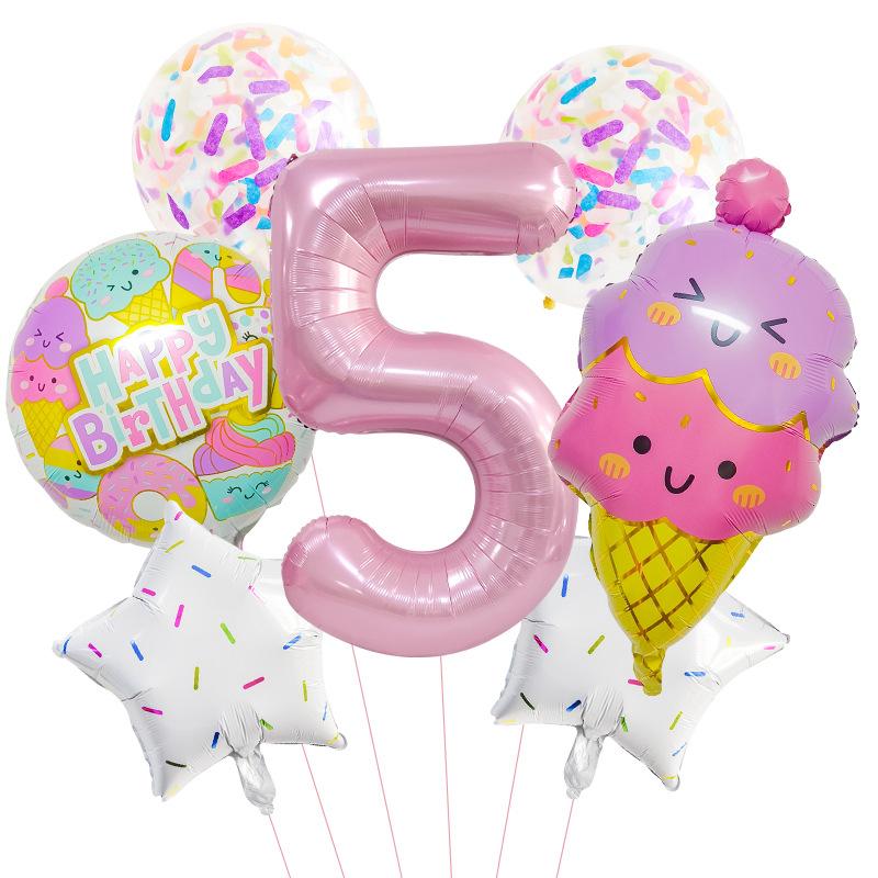 Candy Series Ice Cream Children'S Birthday Party Photo Arrangement Digital Aluminum Film Balloon Set