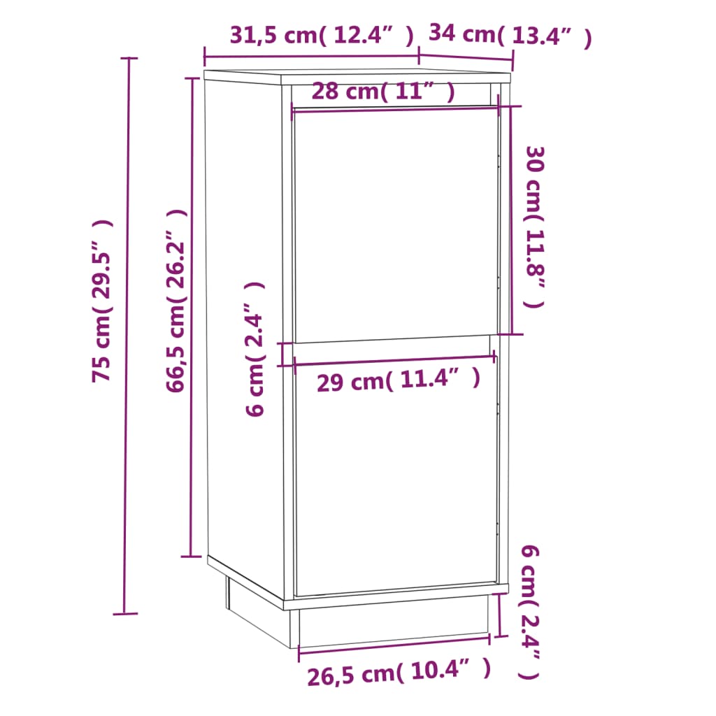 Vidaxl Szafki, 2 Szt., 31,5 X 34 X 75 Cm, Lite Drewno Sosnowe