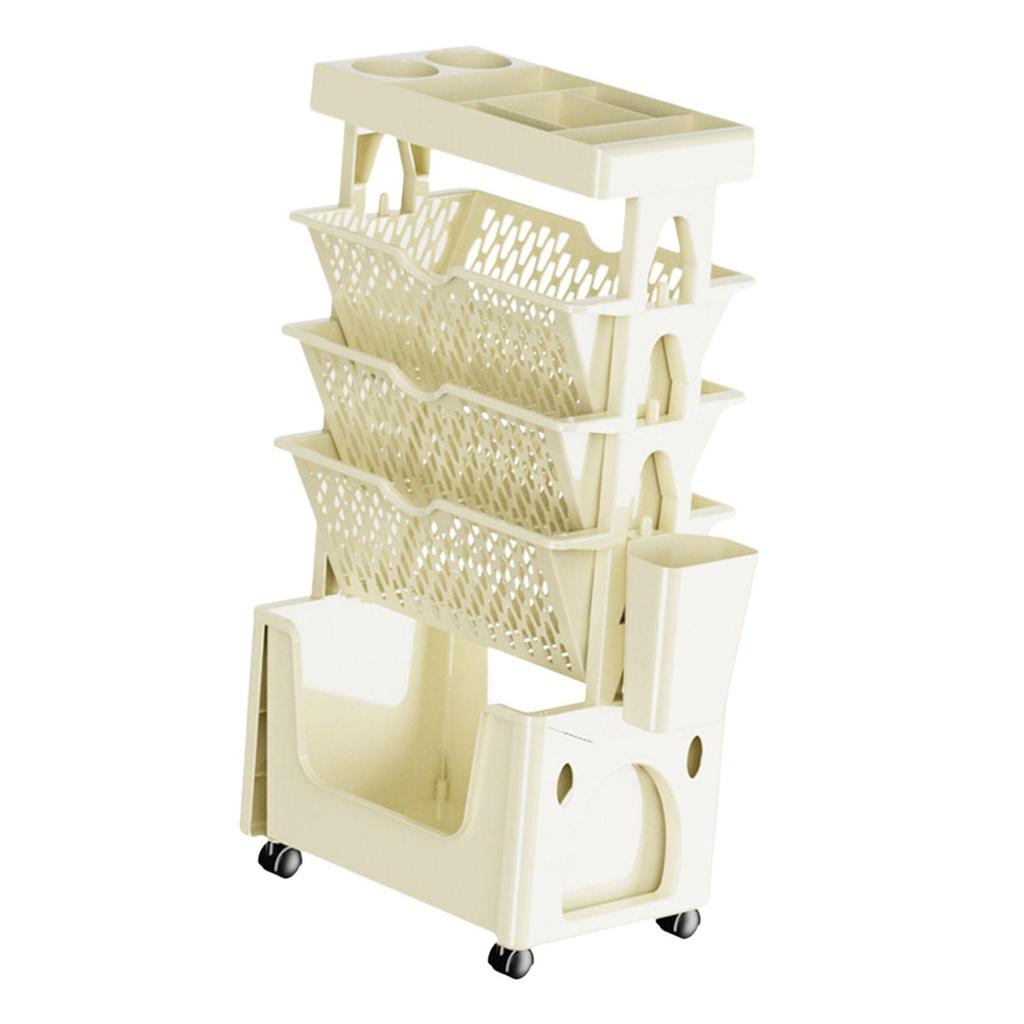 Mobile Bookshelf Cart Storage Trolley on Wheel Multipurpose Rolling Bookcase