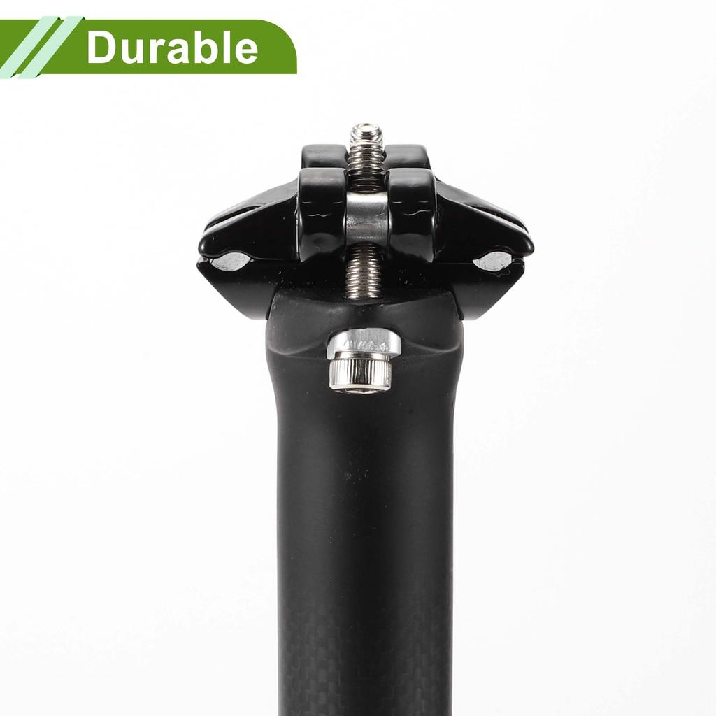 HOPESPANNER Universal 27.2x350mm Carbon Fiber Pattern Matte Black Bicycle Seatpost Shock Absorbing Bike Saddle Post Seat Tube Carbon Fiber 1 Piece