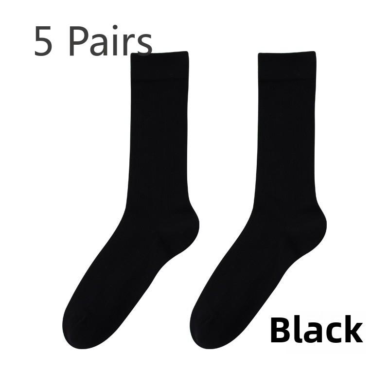 5 Pairs Mid-tube Socks Thin Summer Mesh Breathable Vertical Stripe Trend Pile Socks