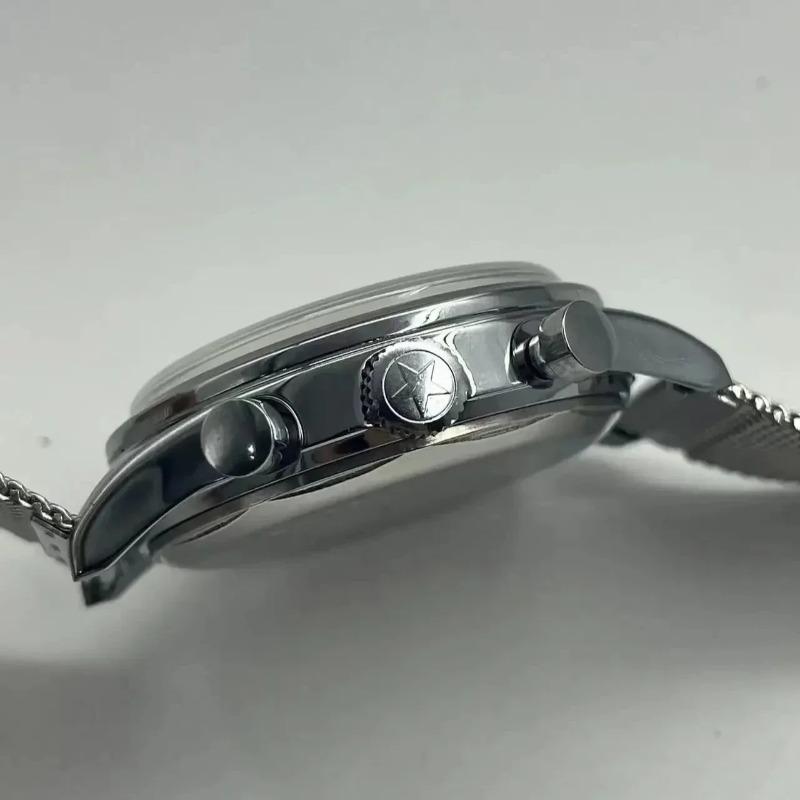 Reloj Mecánico Cronógrafo Piloto Retro para Hombre, 1963 Movimiento Seagull Carga Manual Reloj de Pulsera para Hombres
