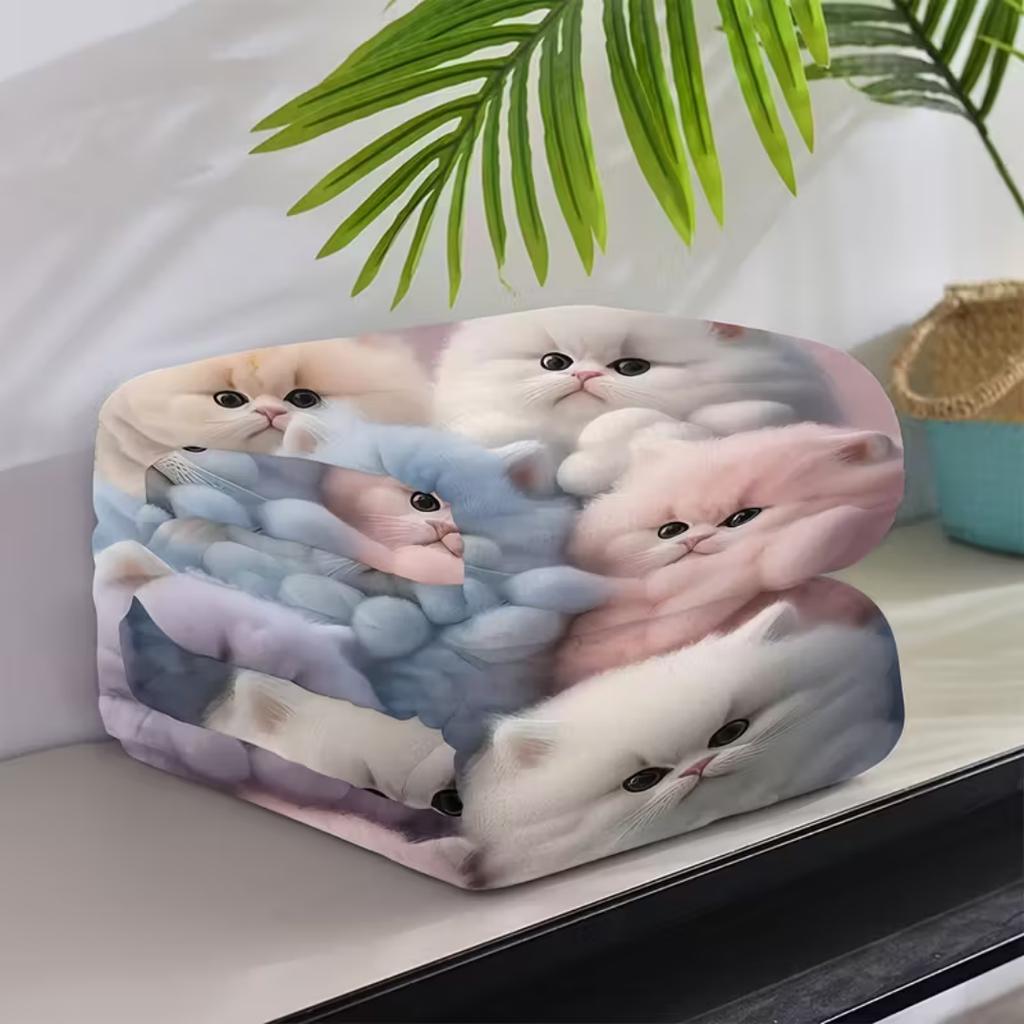 1pc Blanket Colorful Cat Printed for Home Living Room Bedroom Decor New Year Christmas Gift Birthday Gift for Girl Boys Kids