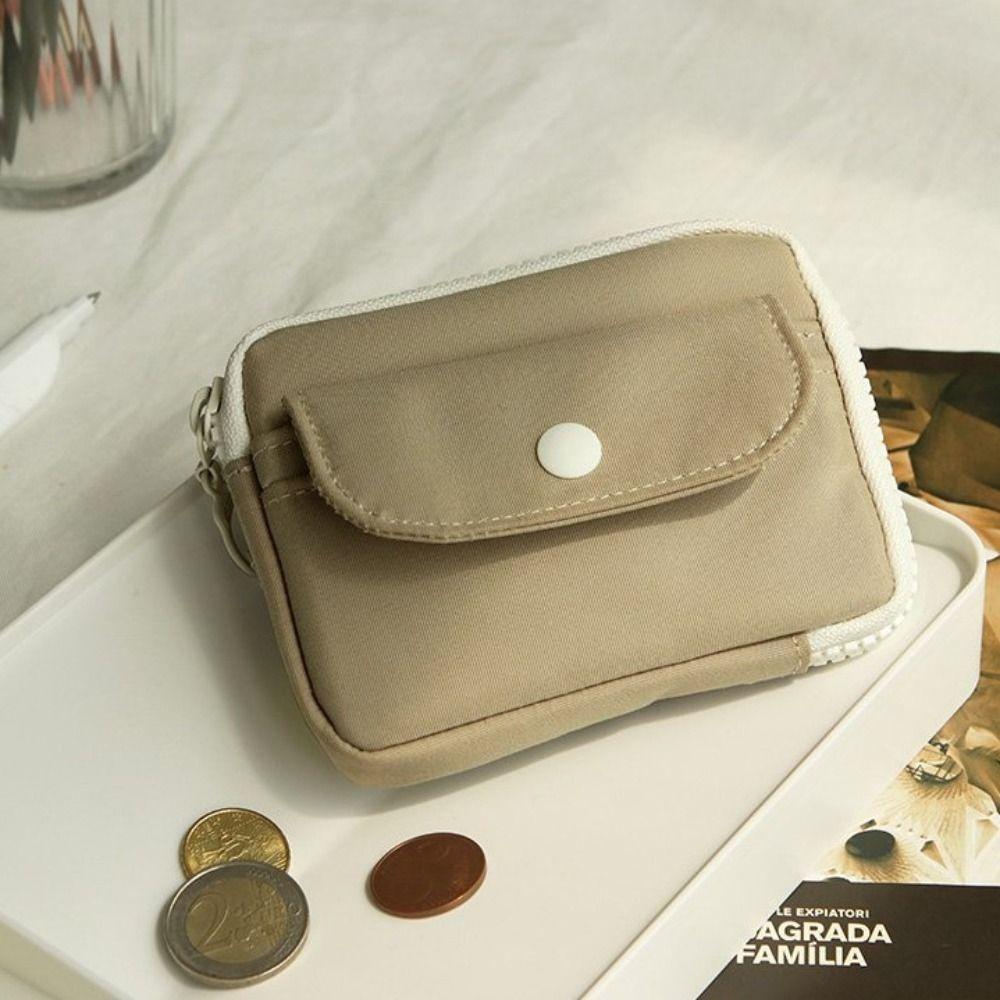 

New Solid Color Coin Purse Zipper Large Capacity Small Wallet Wear-resistant Storage Bag Male Female хаки