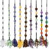 Car Crystal Pendant Natural Quartz Stone Rearview Mirror Ornaments Seven Chakra Heart-shaped Hanging Styling Accessories