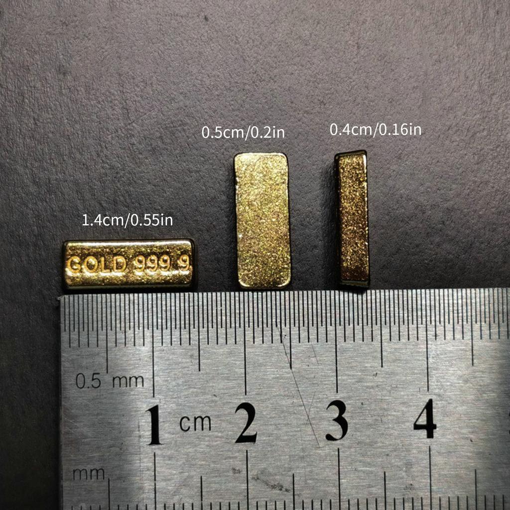 Pack of 10 Miniature Gold Bar Replicas for 1/12 Scale Dollhouse Scenes Metal Collectible Decorations