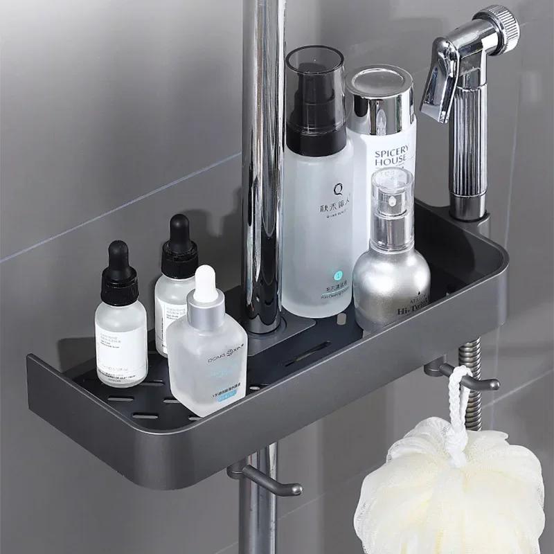 Raft de duș Raft de depozitare Suport de ridicare de uz casnic pentru baie Fără perforare Toaletă Bară de duș Tavă de depozitare Accesorii de baie