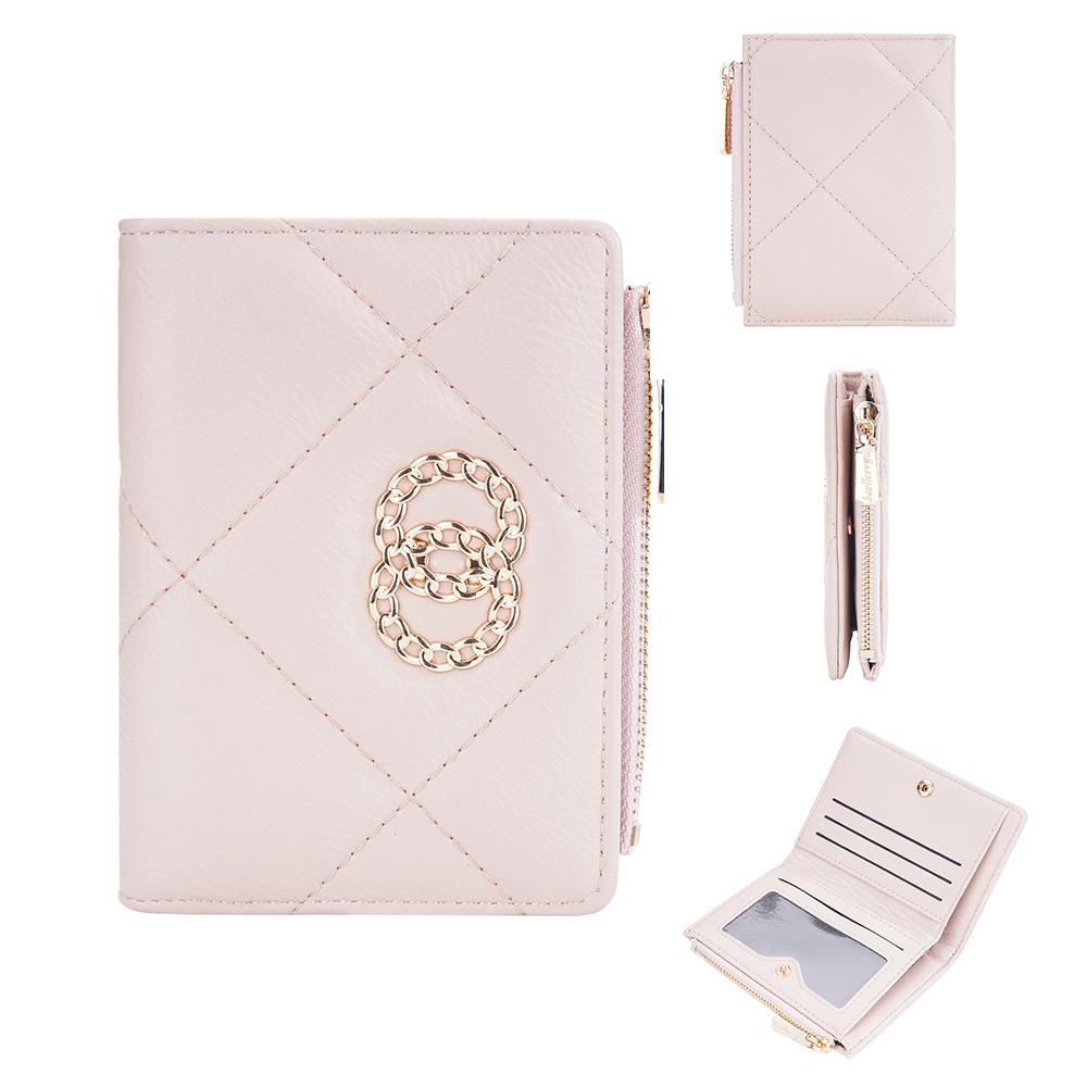 Portafoglio corto da donna con rombo corto Porta carte in pelle PU con cerniera Portamonete multi-carta da donna