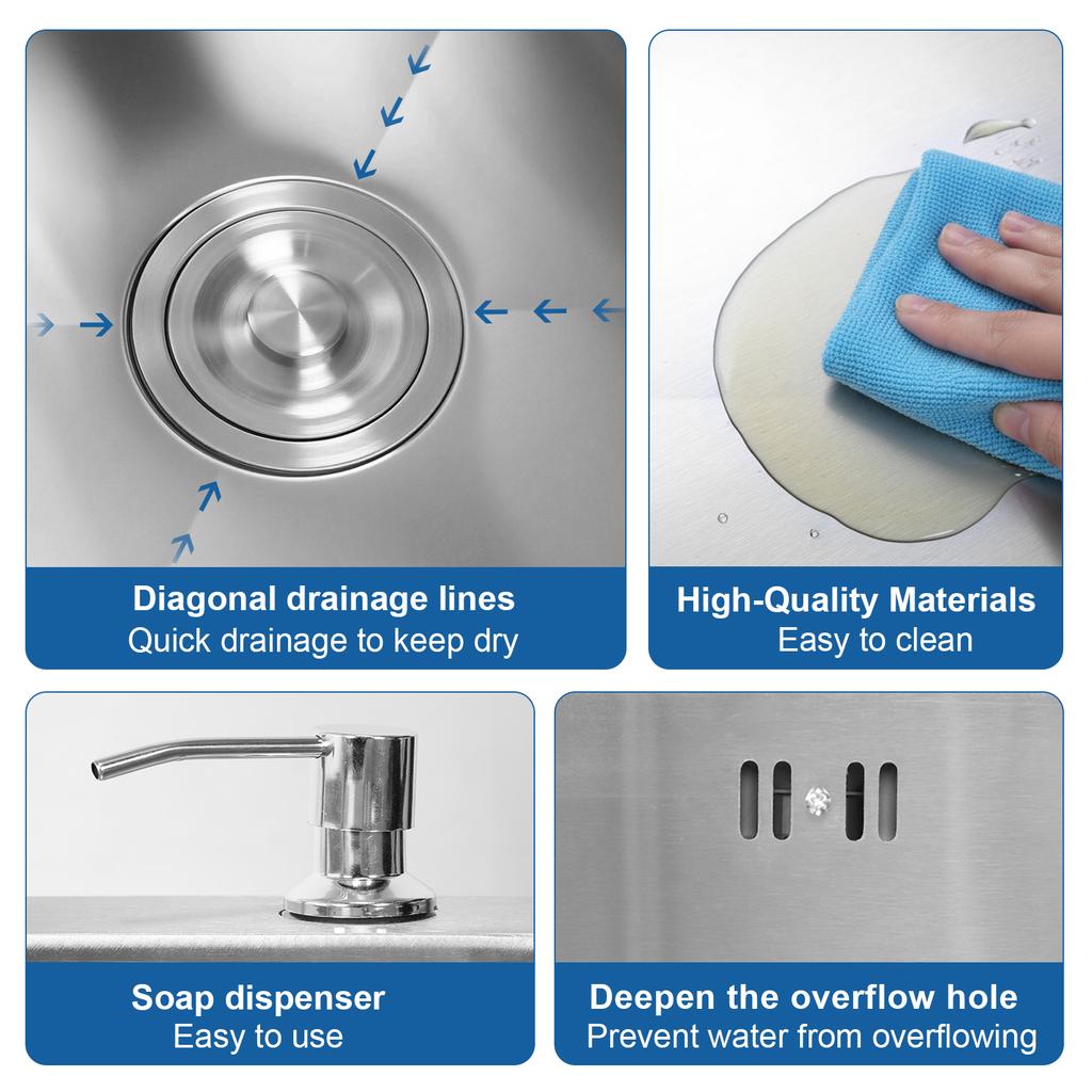 Edelstahlspülbecken mit Armatur Küchenspüle und Mehreren Zubehörteilen Haushalts Geschirrspüler Spülbecken für Zimmer Badezimmer Bauernhaus