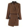 Autumn European and American high-end fashion casual suit women's short high-waisted color matching irregular short skirt two-piece set