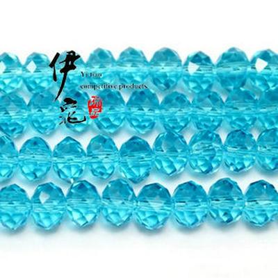 Lake Blue 8mm Synthetic Crystal Flat Beads - Abacus Wheel, 72 Pcs/strand for DIY Jewelry.