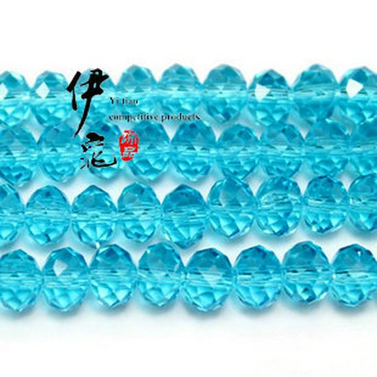 Lake Blue 8mm Synthetic Crystal Flat Beads - Abacus Wheel, 72 pcs/strand for DIY Jewelry.
