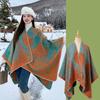 Mantella Poncho Aperta Davanti con Stampa Paesaggistica Lavorazione a Maglia Spessa Calda Coperta da Viaggio Sciarpa Avvolgente