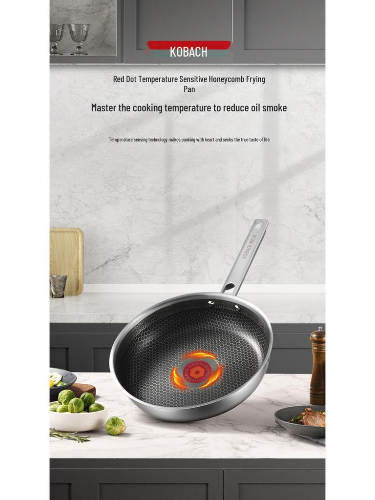 Kangbahe Honeycomb Non-Stick 304 Stainless Steel Frying Pan - Double-Sided for Pancakes & Steaks
