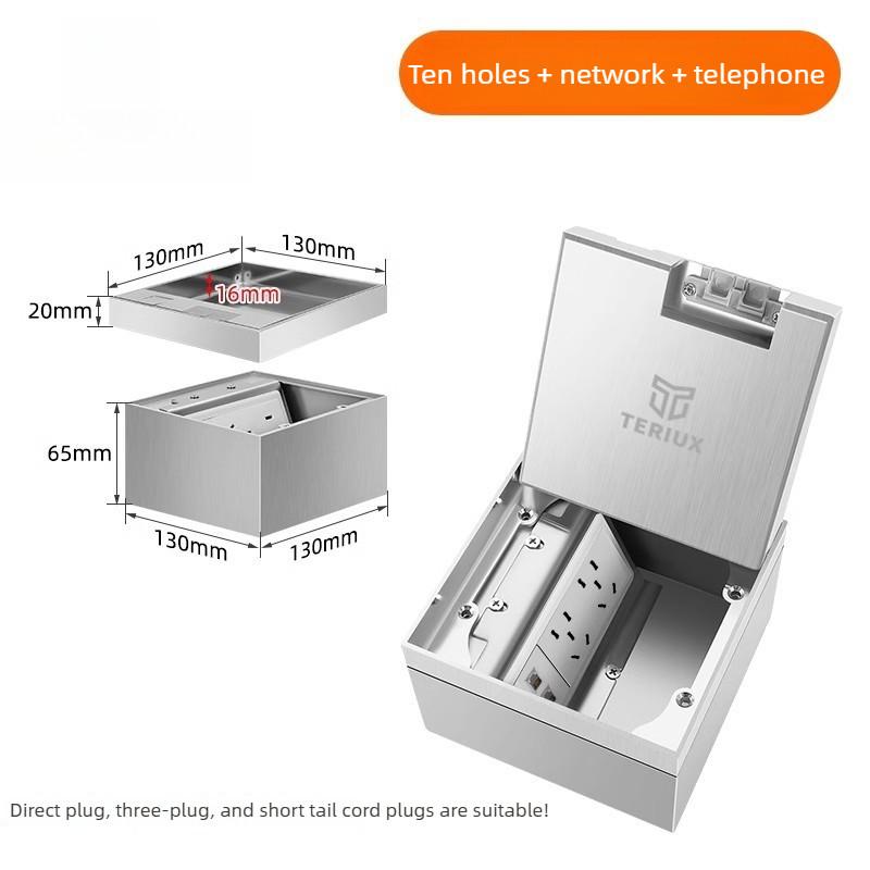 Stainless Steel Waterproof Power Socket Household Invisible Embedded Floor Socket Flat And Ultra-thin Socket