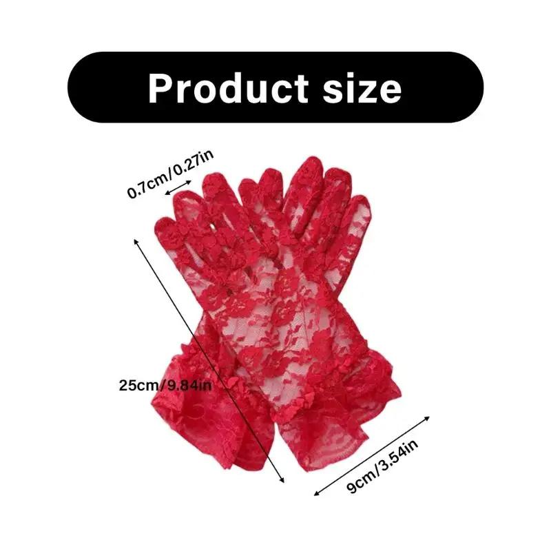 1 pair of transparent short retro hollow finger gloves clothing accessories sexy lace gloves