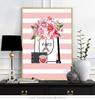 Fashion Illustration Watercolor Floral Prints Art Poster, Flowers Paris Perfume Canvas Painting, Minimalist Wall Decor Girl Gift No Frame