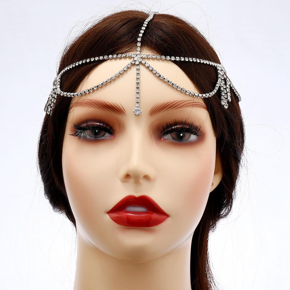 Cadena para el cabello con flecos de diamantes geométricos simples para mujer, accesorios para el cabello de moda con personalidad y temperamento.