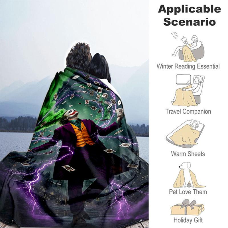 1pc Joker: Chaos In the City Cartoon Blanket,Portable Throw for Travel & Camping, All Season Cozy Blanket,Ideal Gift