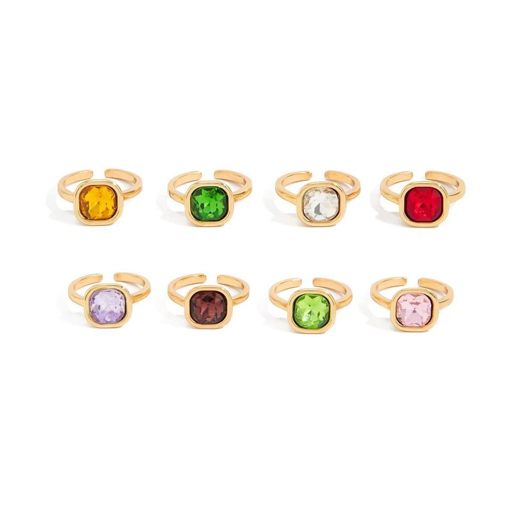 IngeSight.Z Y2K Bohemia 8 Pcs Creative Colorful Acrylic Rhinestone Open Rings Sets Women Fashion Couple Jewelry Accessories New