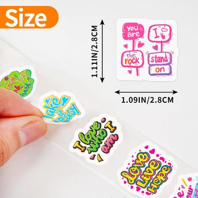 500 Photos/roll In English Graffiti Roll Stickers Inspirational Phrases Children's Learning Materials Personalized Creative Roll Stickers
