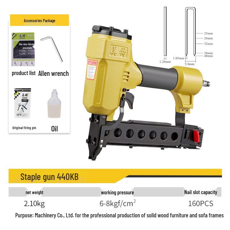 Meite 425K Pneumatic Brad Nailer U-Nailer Stapler 440KB: Versatile Sheet Metal & Woodworking Air Nail Gun Tool