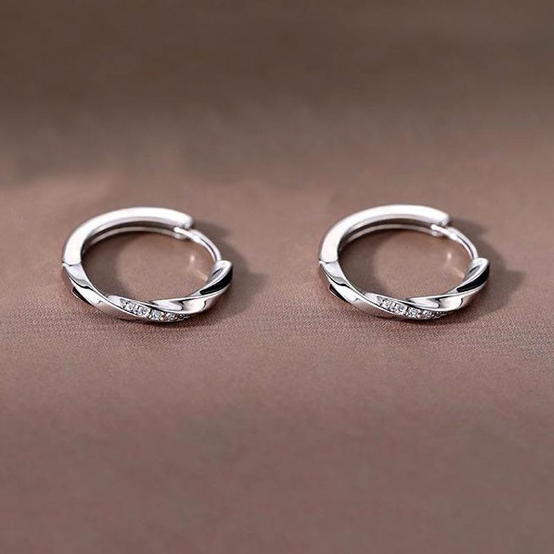 Minimalist Mobius Micro Pave Earrings For Women Niche Luxury Light Huggie Hoops Elegant Simple Studs