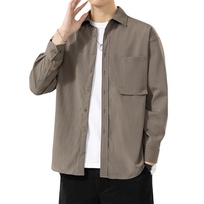 Spring and Autumn New Men's Long-sleeved Shirts, Men's Trendy Loose Casual Versatile Shirts, Jackets and Coats for Men