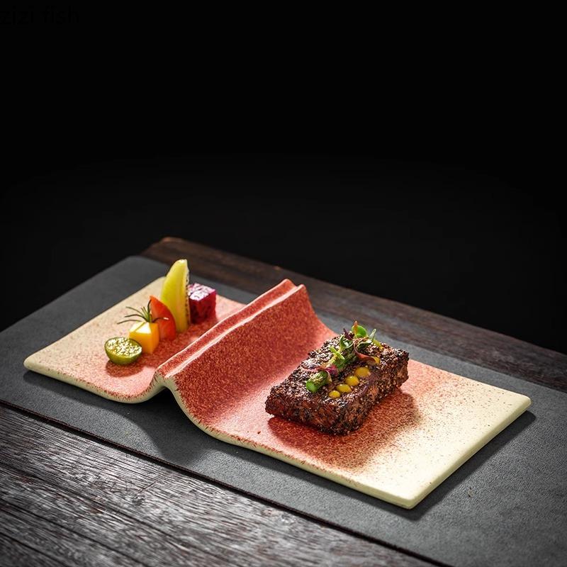 Creative Book Shaped Ceramic Sushi Plate Irregular Shape Flat Plate Dessert Plate Snack Plates Restaurant Specialty Tableware