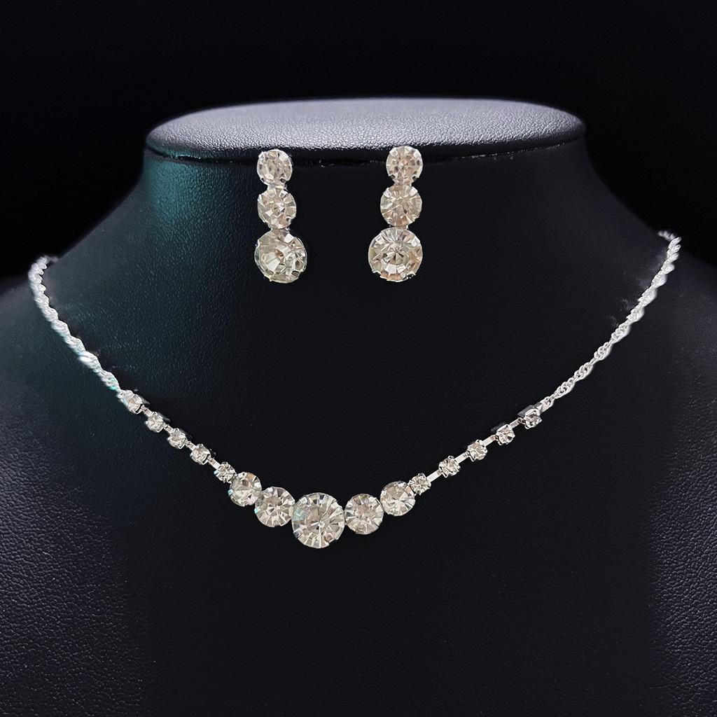 Water Drop Wedding Necklace Set With Geometric Pendant For Bridal Jewelry Collection