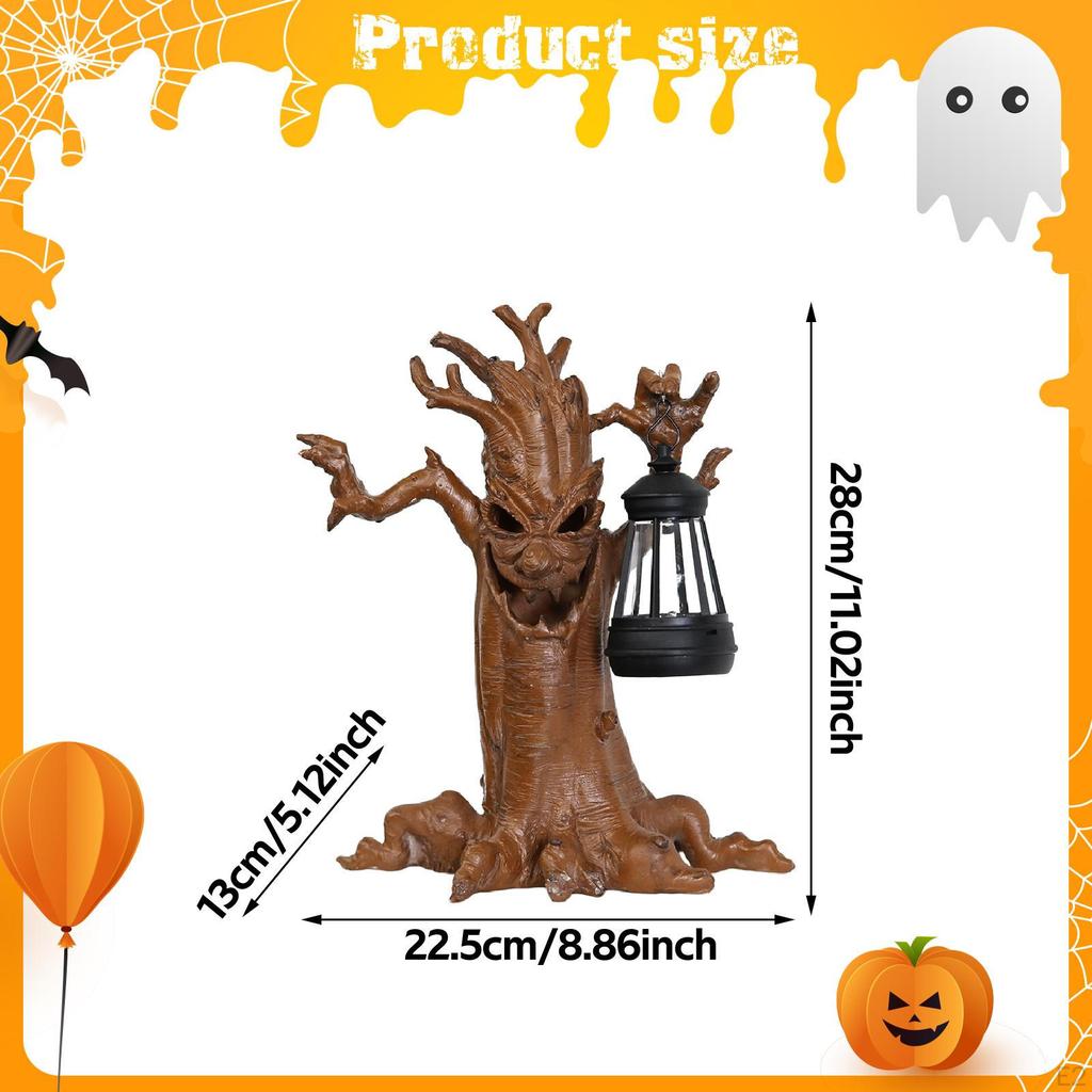 Halloween Tree Statue Light Sculpture Realistic Decor Solar Powered Garden Lantern for