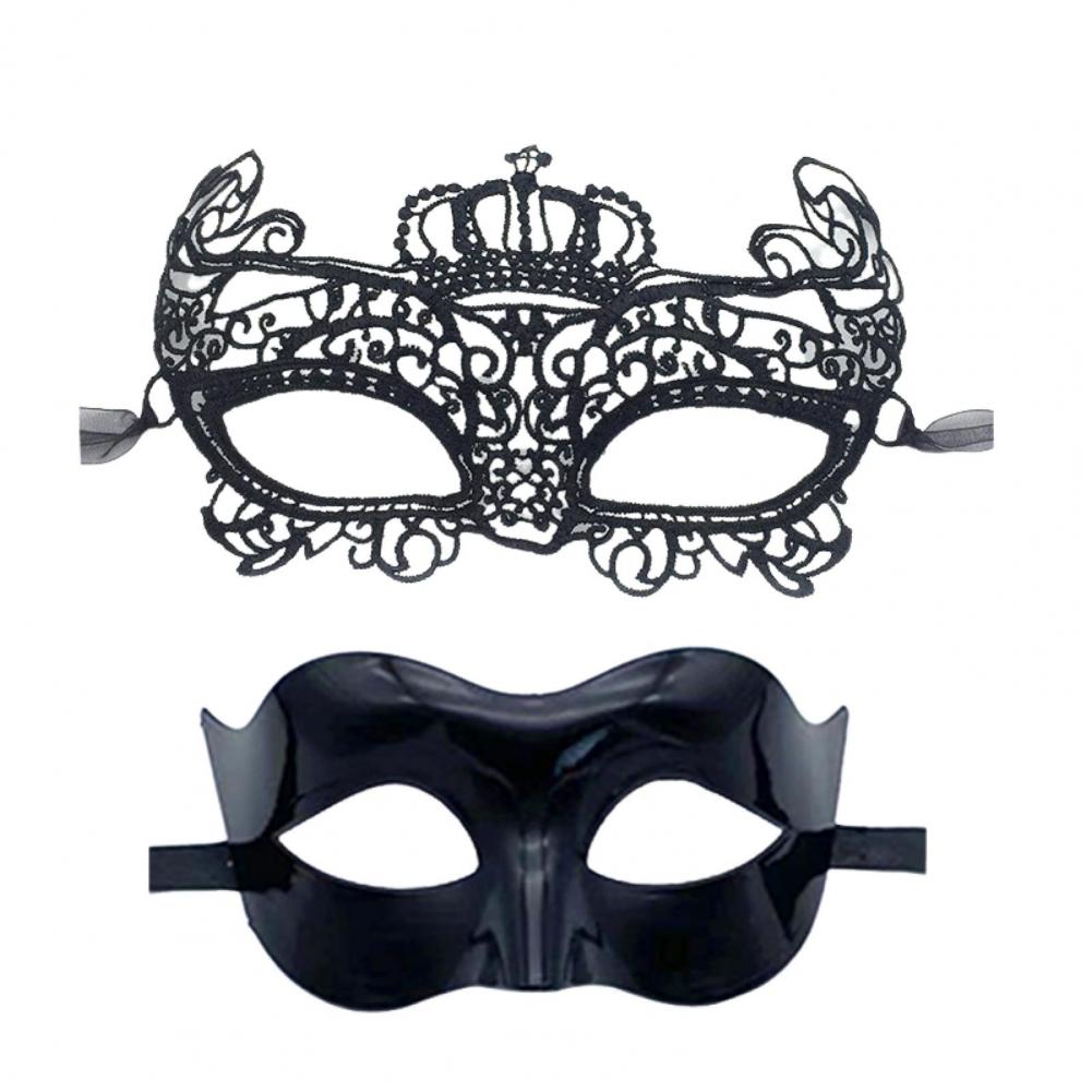 2 Pcs Couple Masquerade Masque Set For Men And Women Lace Venetian Party Masque Party Prom Ball Costume Accessory
