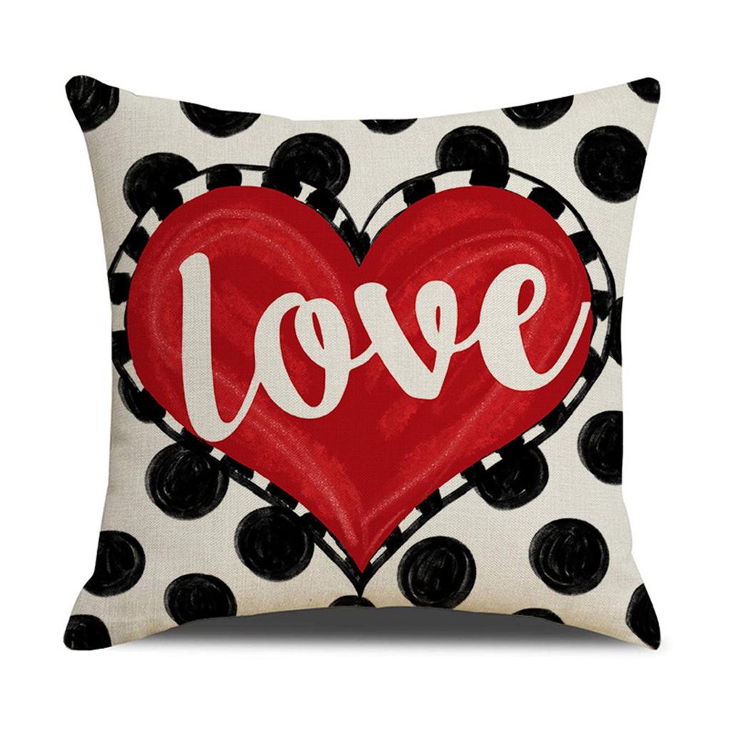 Valentine's Day Throwing Pillow Cover Red Love Letter Linen Print Cushion Cover Sofa  Pillow Cover