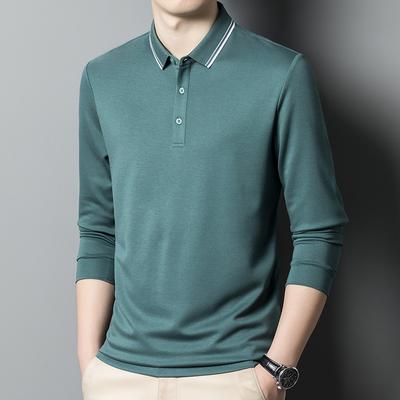 Autumn Business Men's Polo Shirt Lapel Loose-Fitting Loungewear Simple Casual Long Sleeve Bottoming Shirt T-shirt