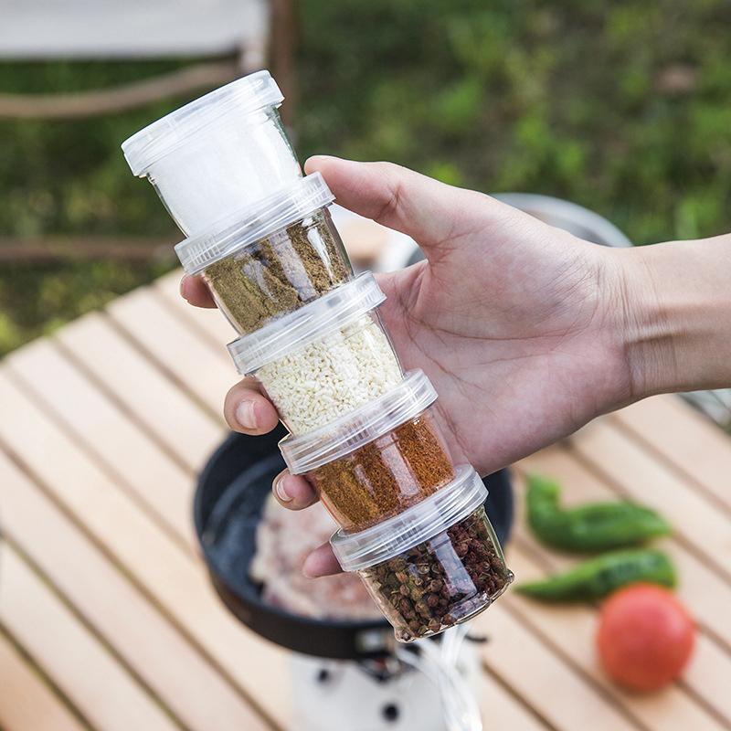 Camping Spice Kit Portable Travel Spice Container Bag With 5 Clear Seasoning Bottles Travel Spice Holder Condiment Container Set