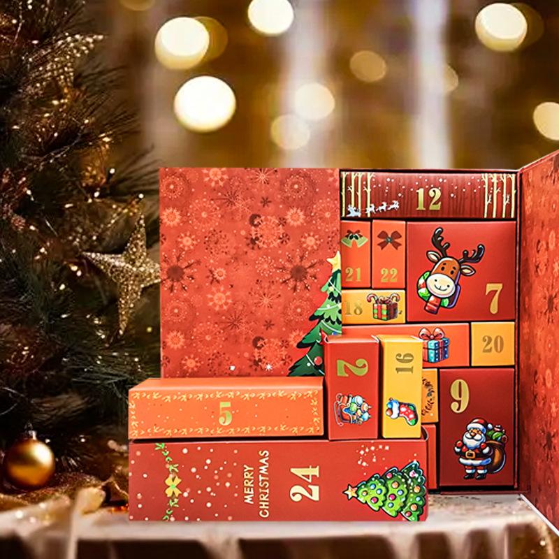 Christmas Countdown Empty Gift Box To Fill 24-Day Santa Claus Printed Collectible Box Christmas Advent Calendar Boxes
